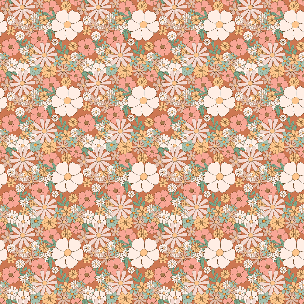 Retro Bohemian Floral Pattern #3 Fabric