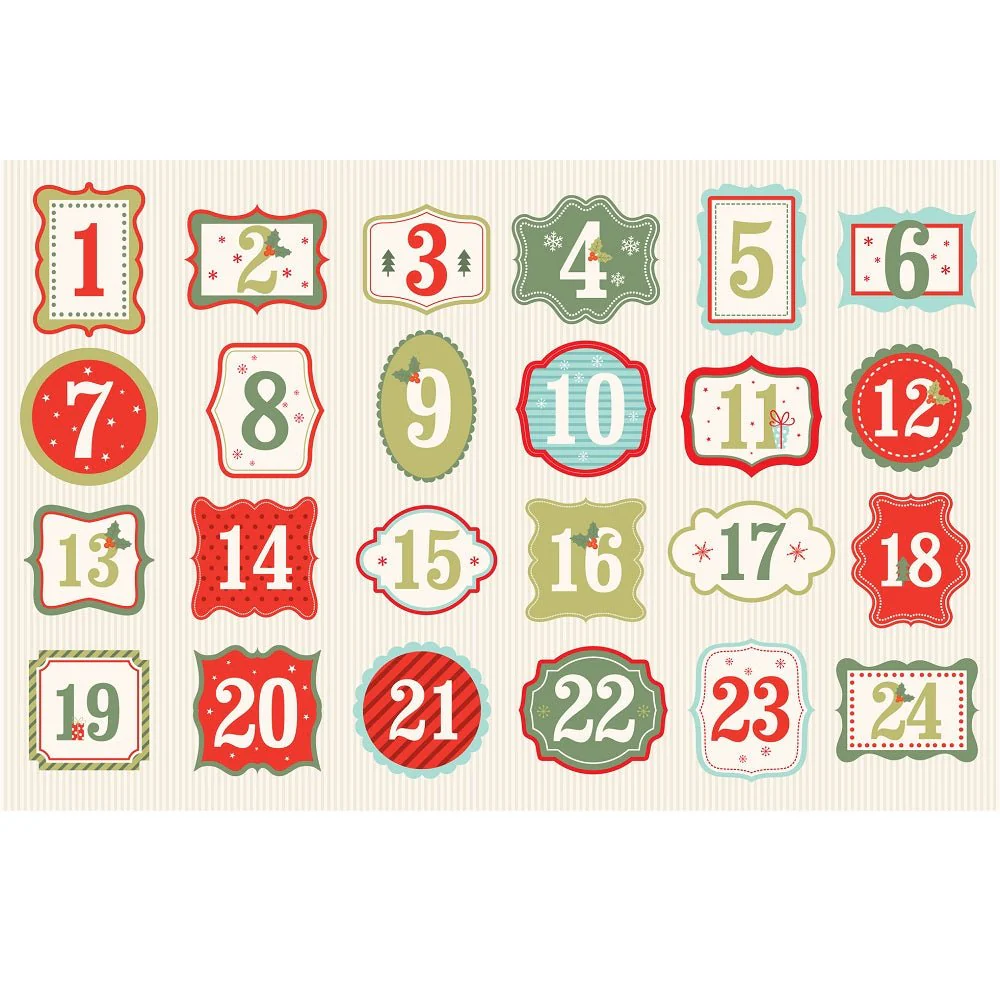 Retro Christmas Advent Calendar Fabric Panel