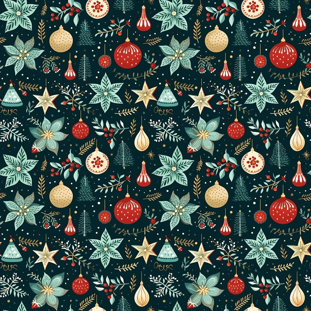Retro Christmas Bulbs Pattern #5 Fabric