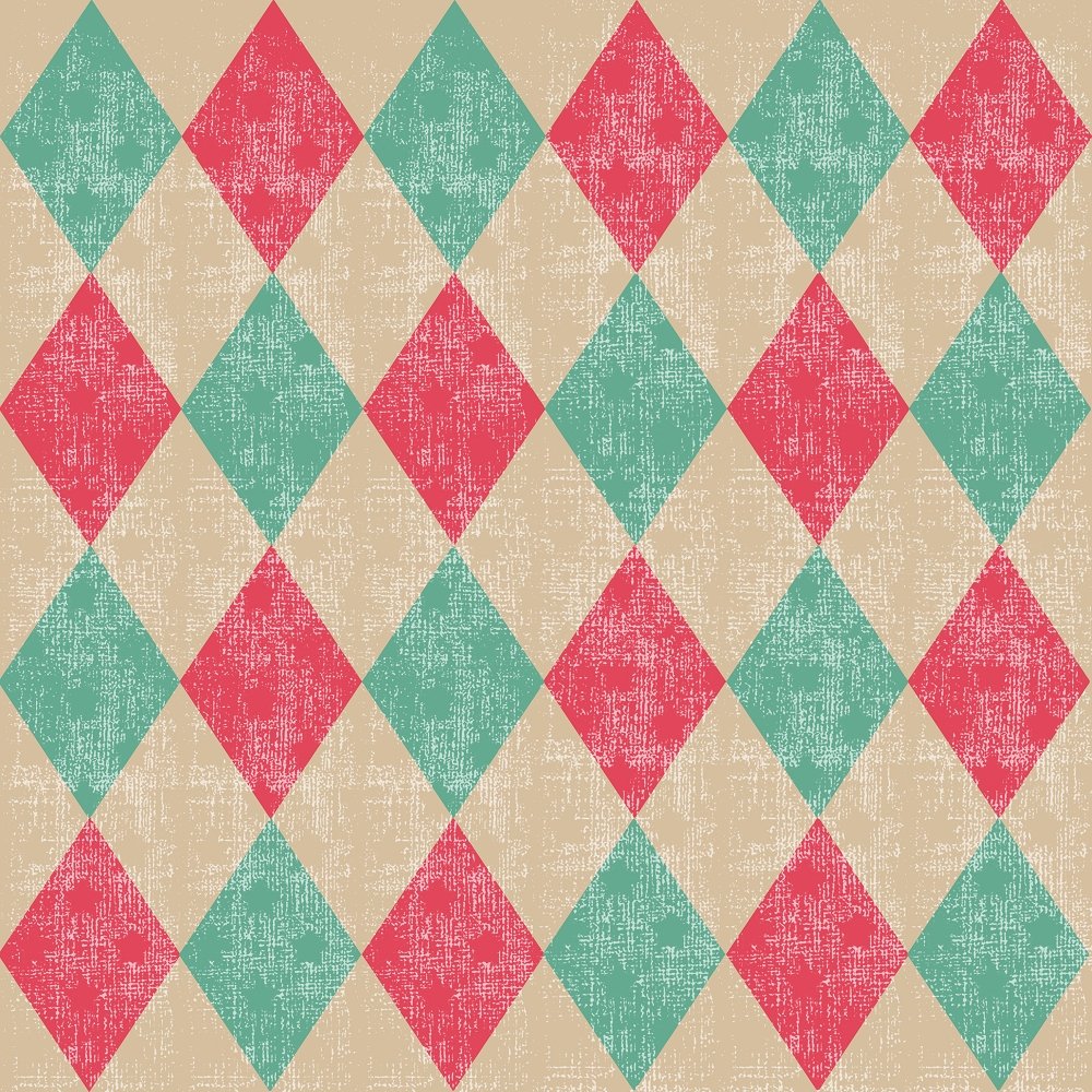 Retro Christmas Diamonds Fabric