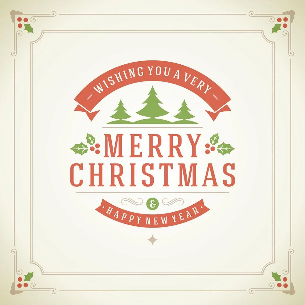 Retro Christmas Foliage Fabric Panel