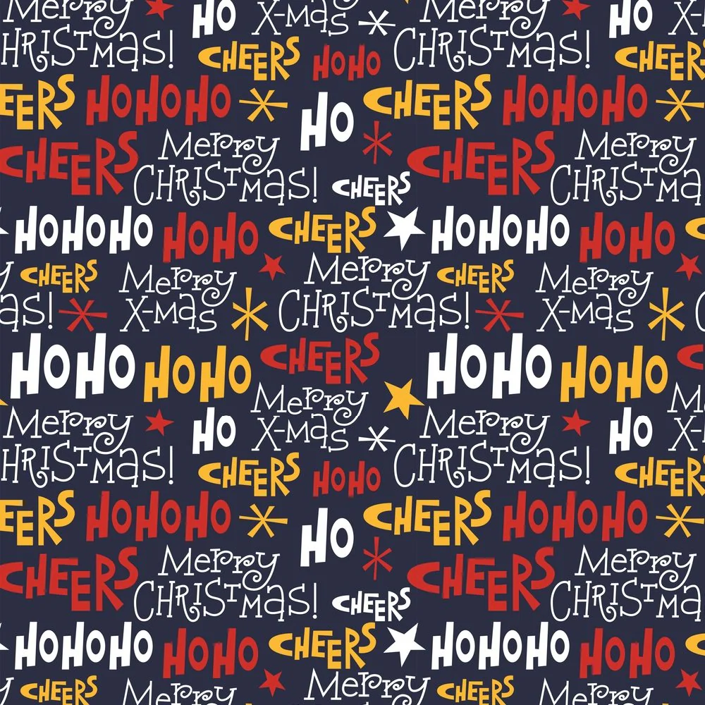 Retro Christmas Font Fabric - Blue