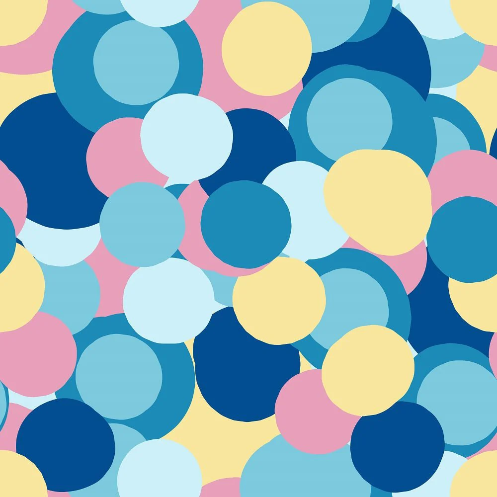 Retro Circles Blues Fabric
