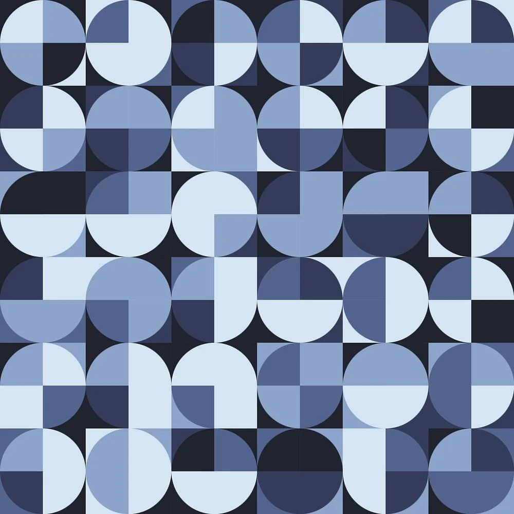Retro Circular Pattern Fabric - Blue