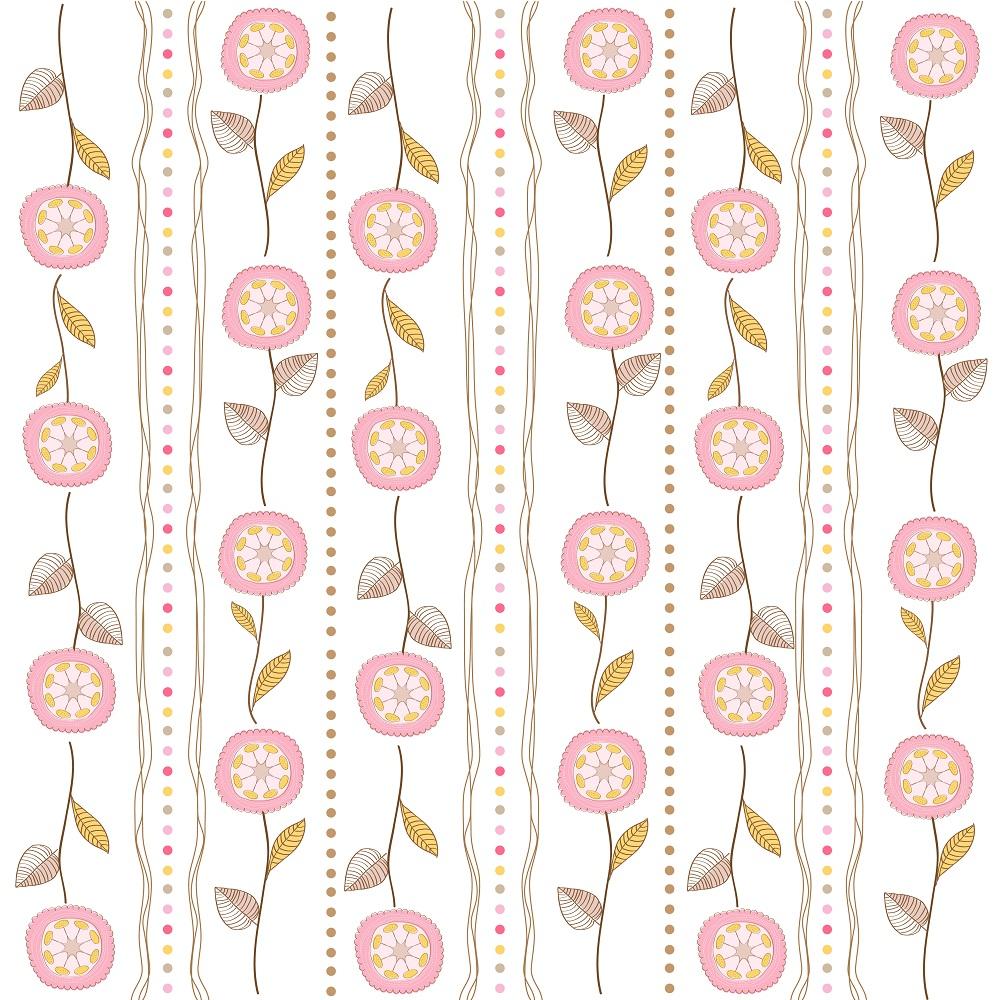Retro Dandelions Fabric - Pink