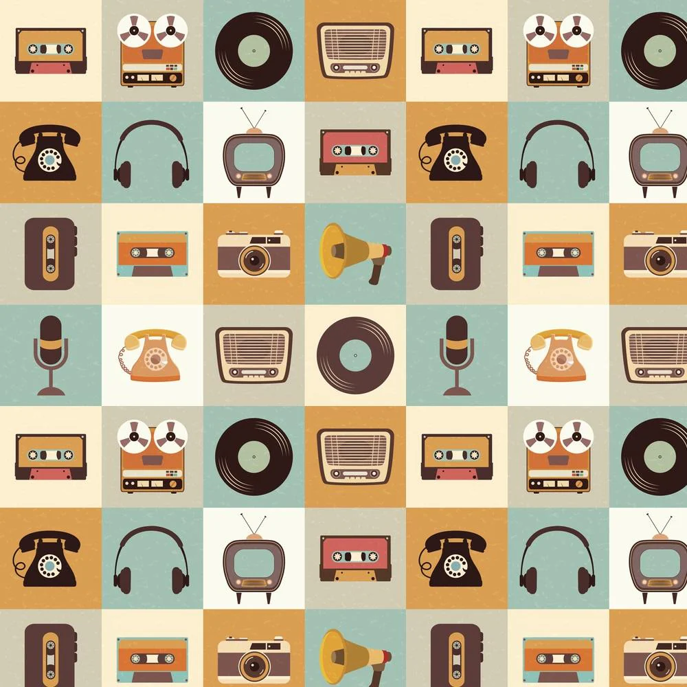 Retro Electronics Fabric - Multi