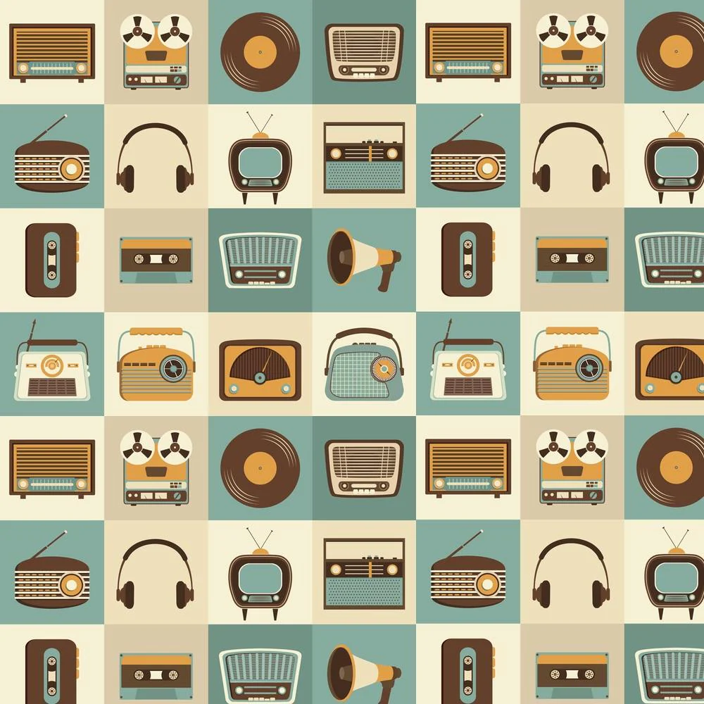 Retro Electronics Fabric - Tan