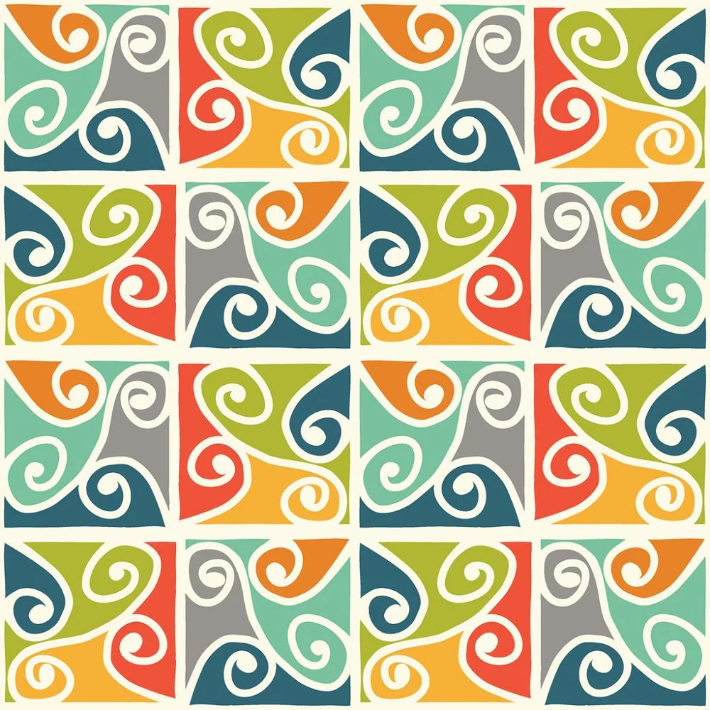 Retro Ethnic Blocks Fabric