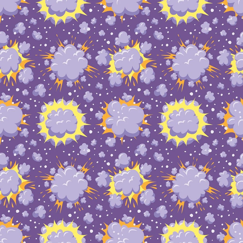 Retro Explosion Fabric - Purple
