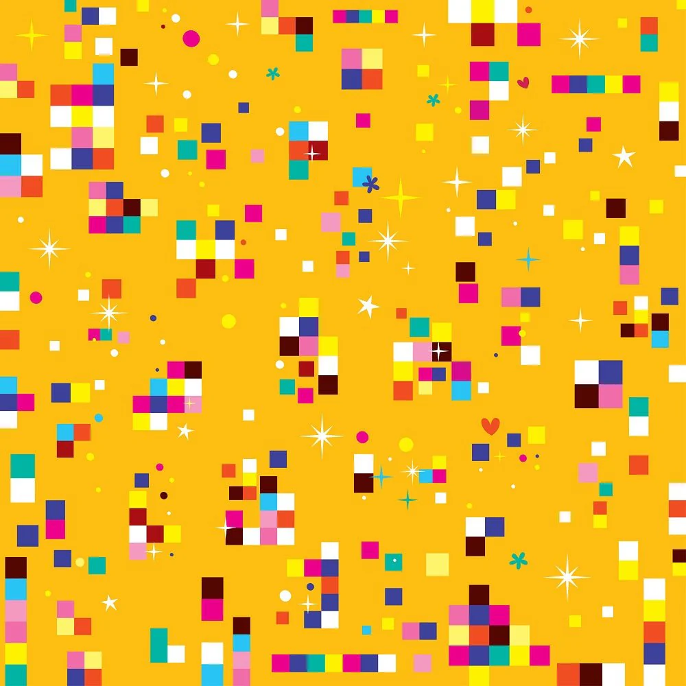 Retro Fun Pixels Fabric - Orange