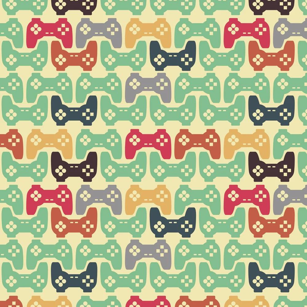 Retro Gamepad Fabric - Yellow