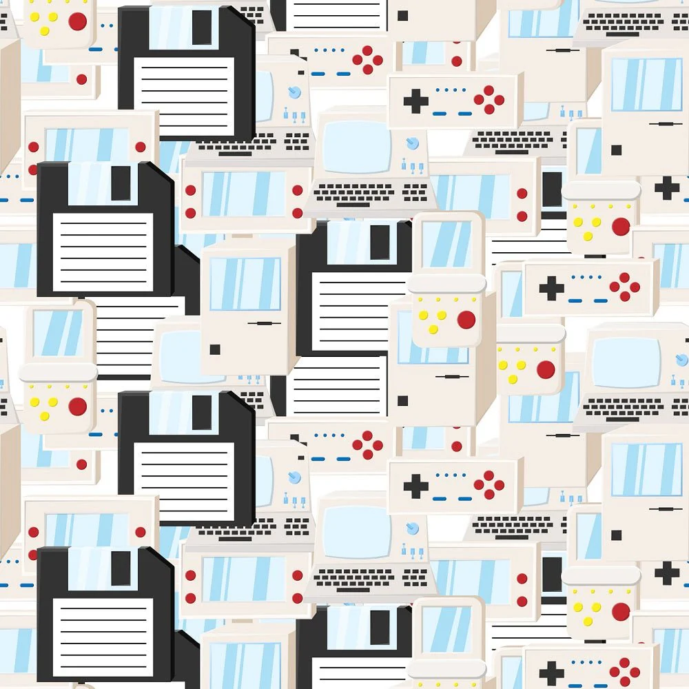 Retro Games & Computers Fabric - Multi