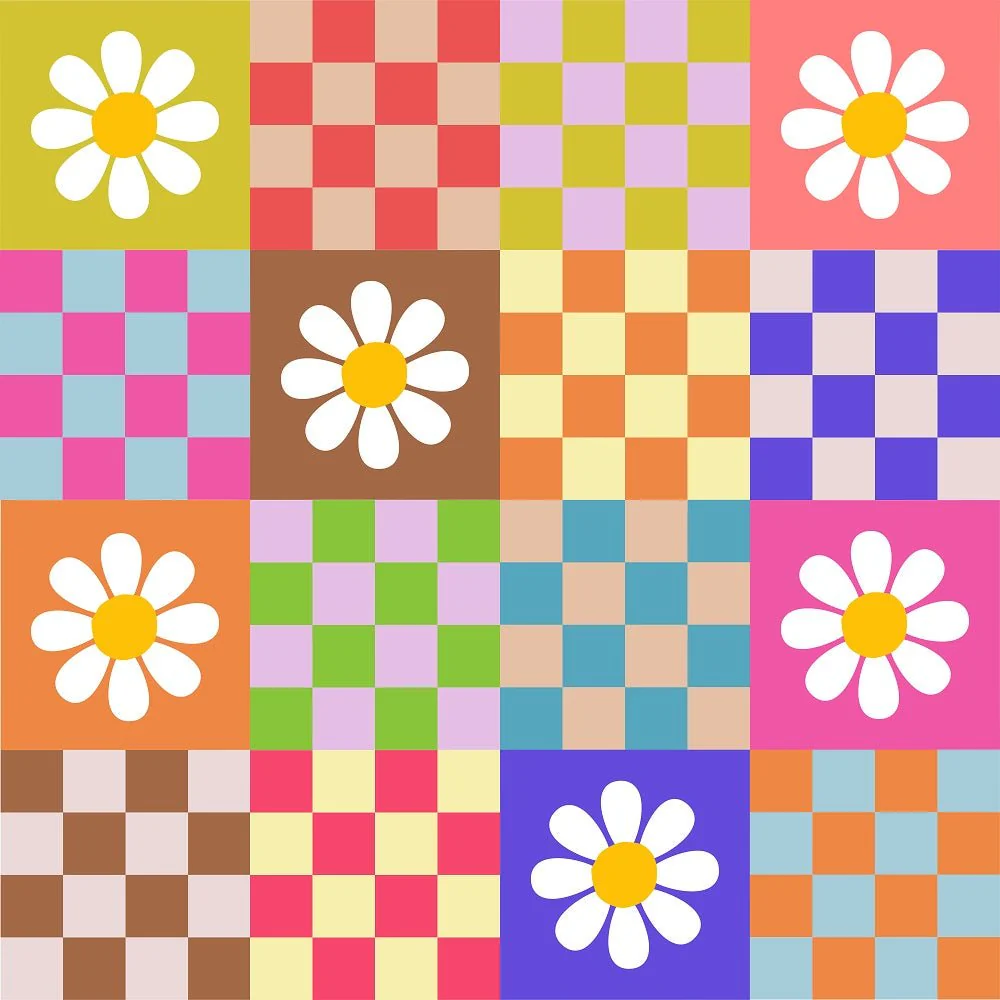 Retro Geometric Checkered Pattern #5 Fabric