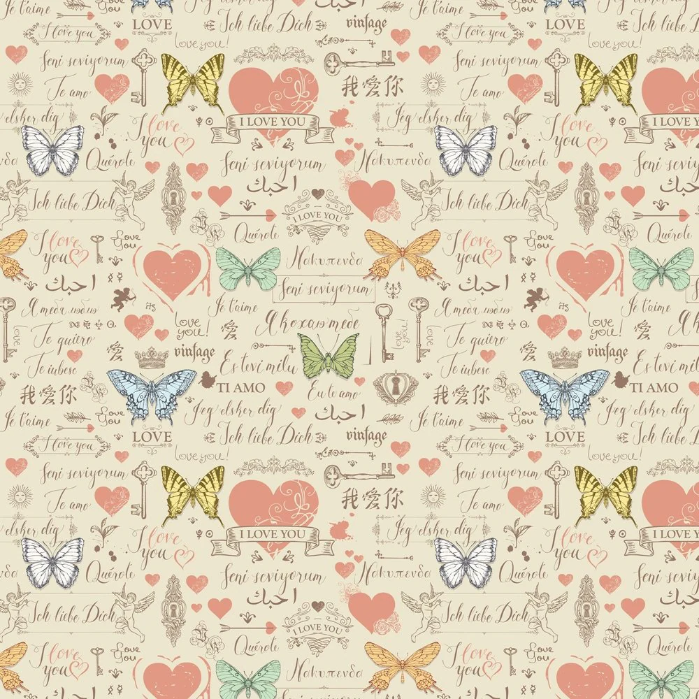 Retro Love Letters Fabric Variation 3