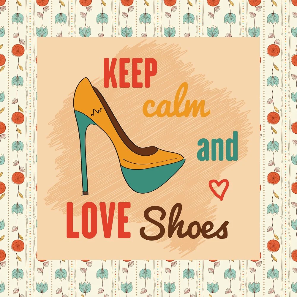 Retro Love Shoes & Flowers Pillow Panels