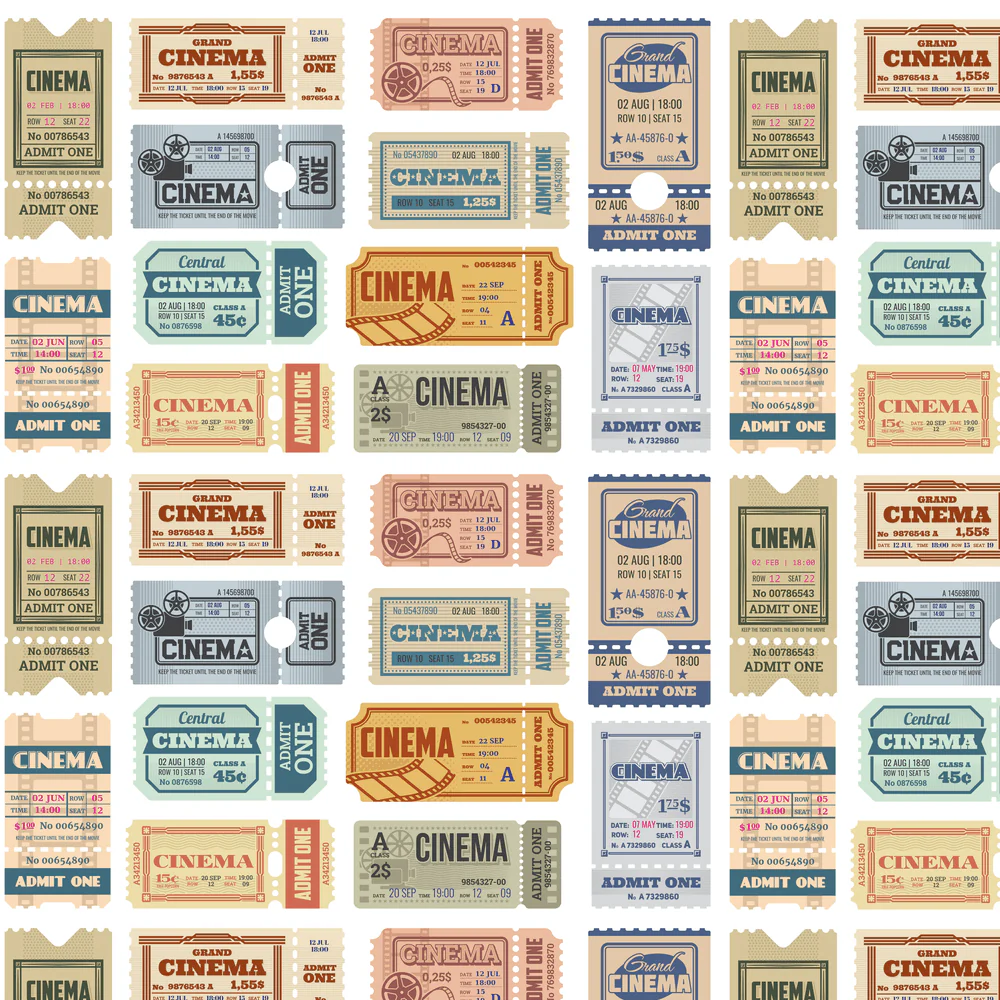 Retro Movie Theatre Tickets Fabric