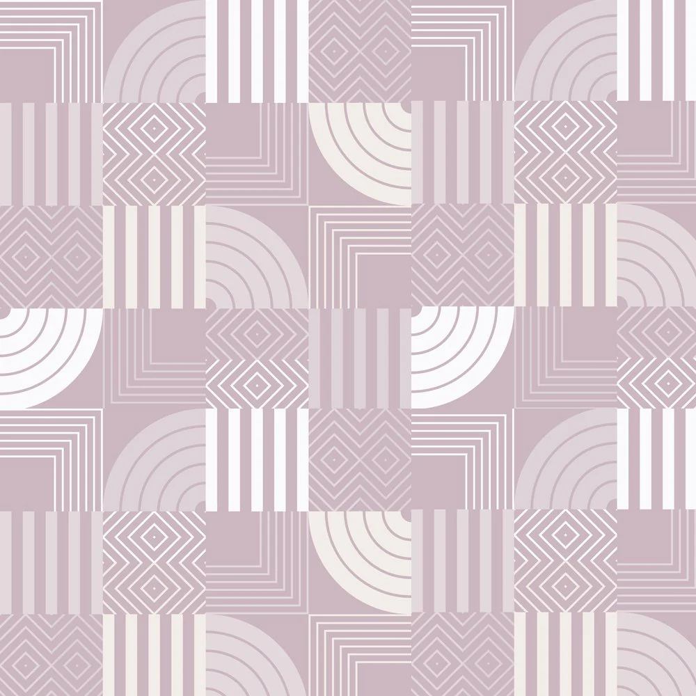 Retro Patchwork Fabric - Purple