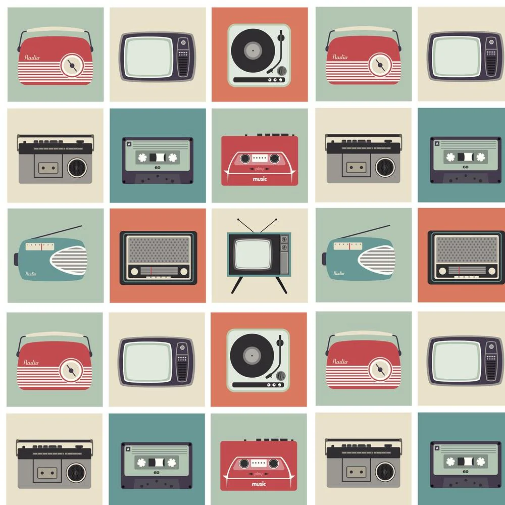 Retro Radios & TVs Fabric - Multi