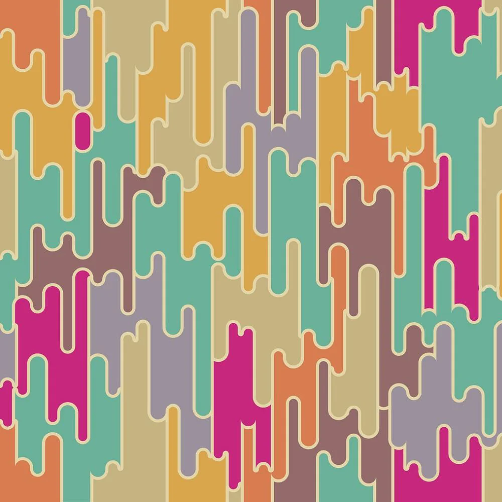 Retro Rounded Lines Fabric - Fuchsia
