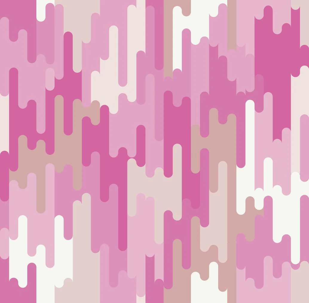 Retro Rounded Lines Fabric - Pink