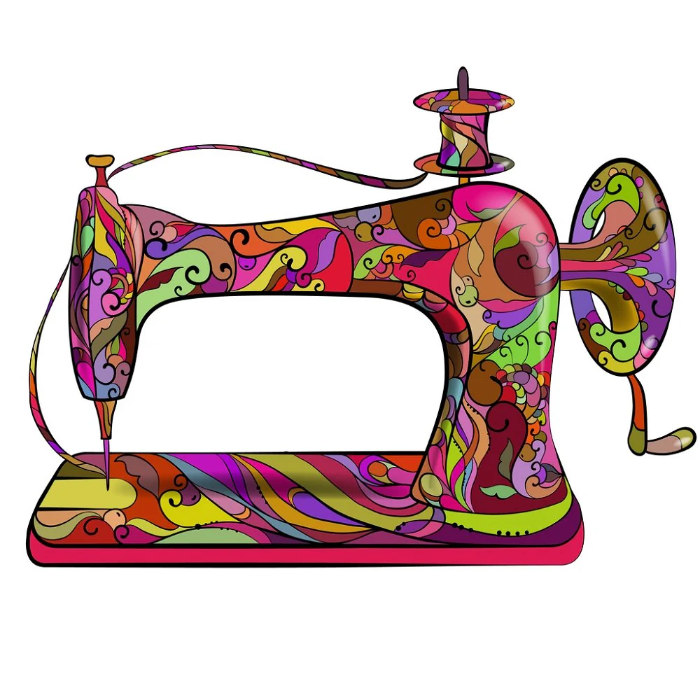 Retro Sewing Machine Fabric Panel - Multi