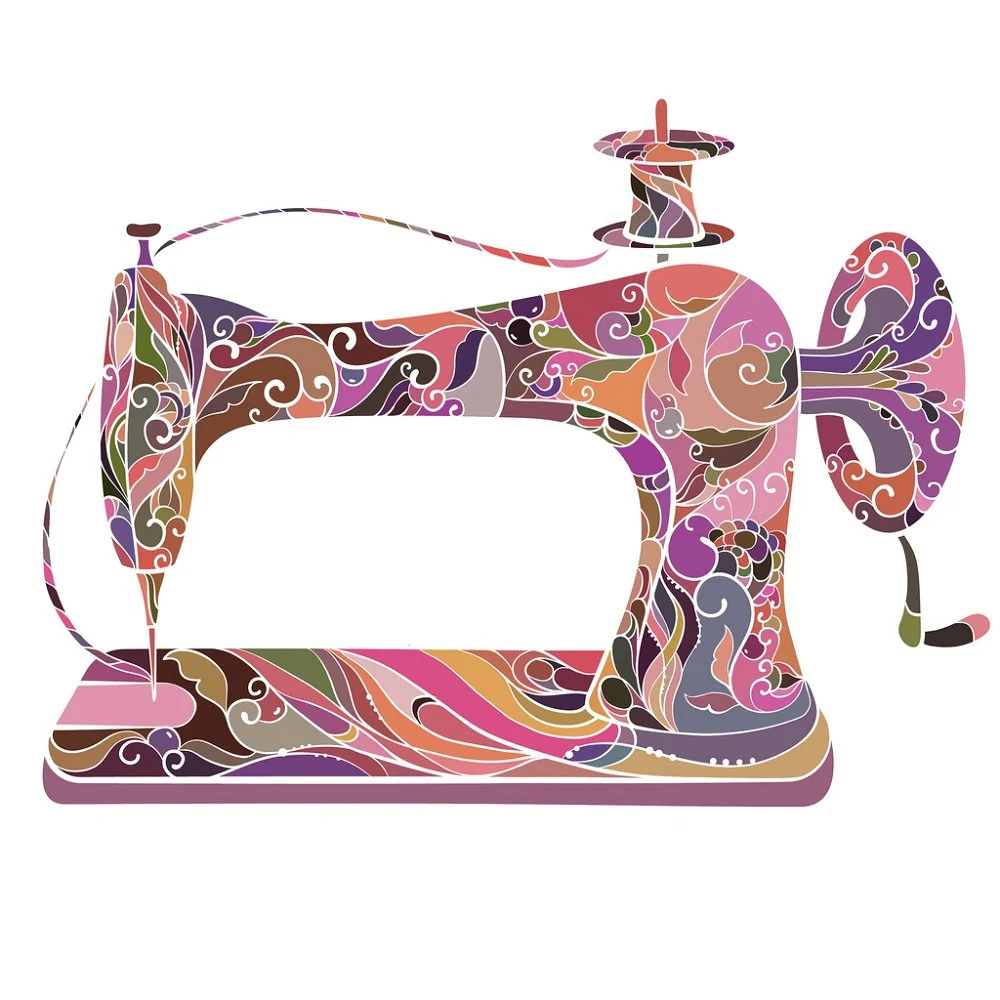 Retro Sewing Machine Fabric Panel - Pastel