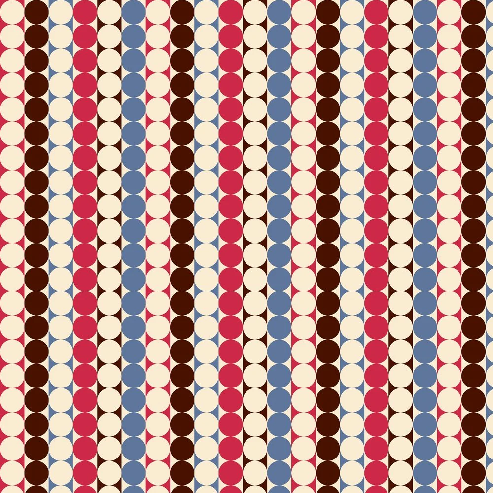Retro Striped Circle Fabric - Multi