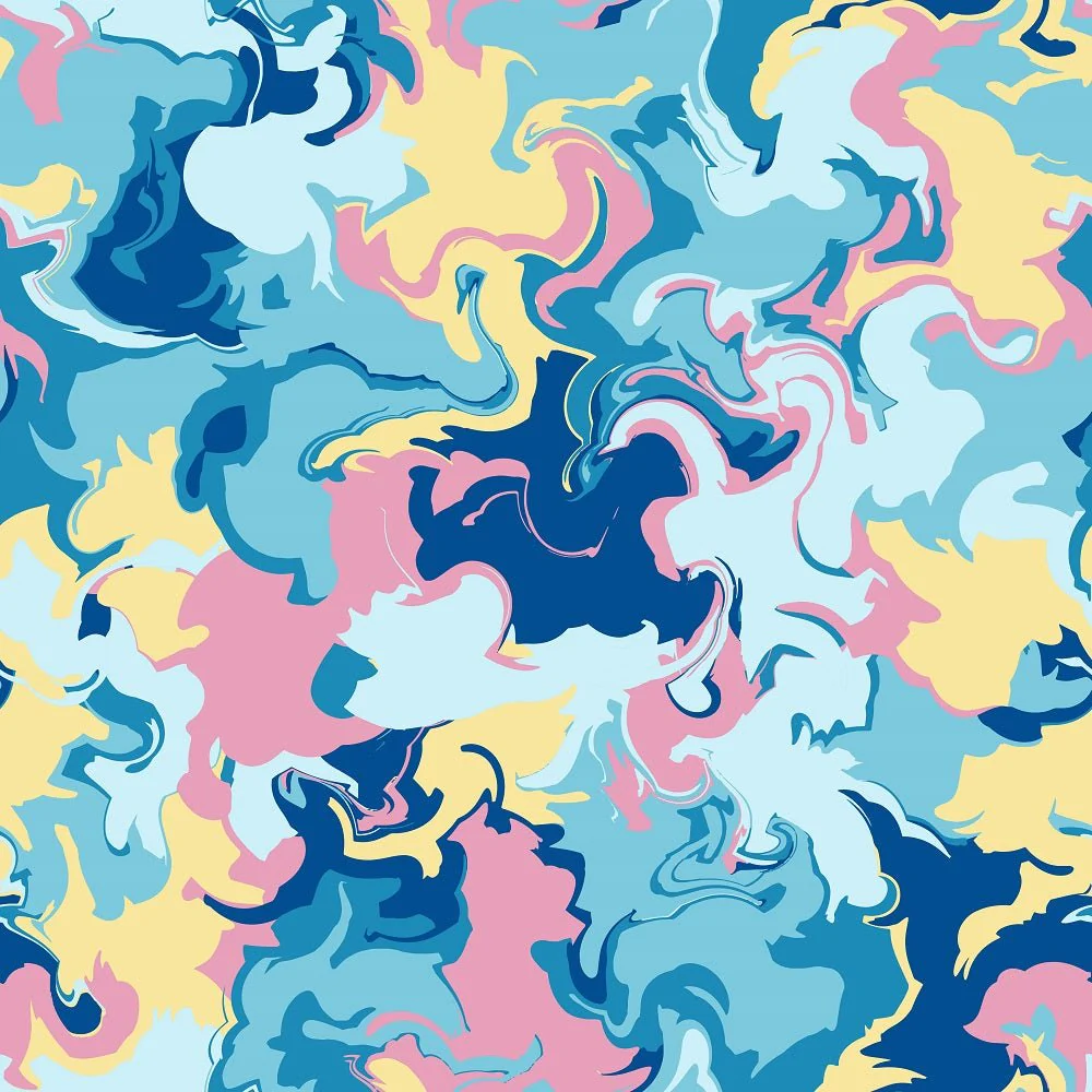 Retro Twist Blues Fabric
