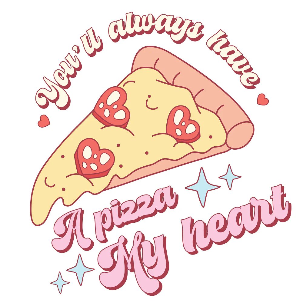 Retro Valentine�s Day Pizza Fabric Panel