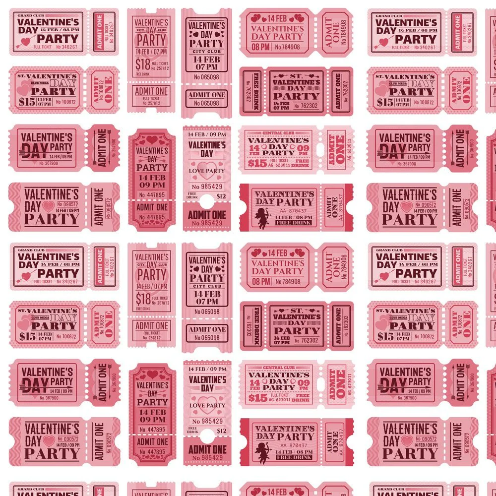 Retro Valentine's Day Party Tickets Fabric