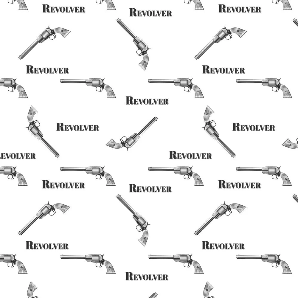 Revolver Handgun & Font Fabric - Black