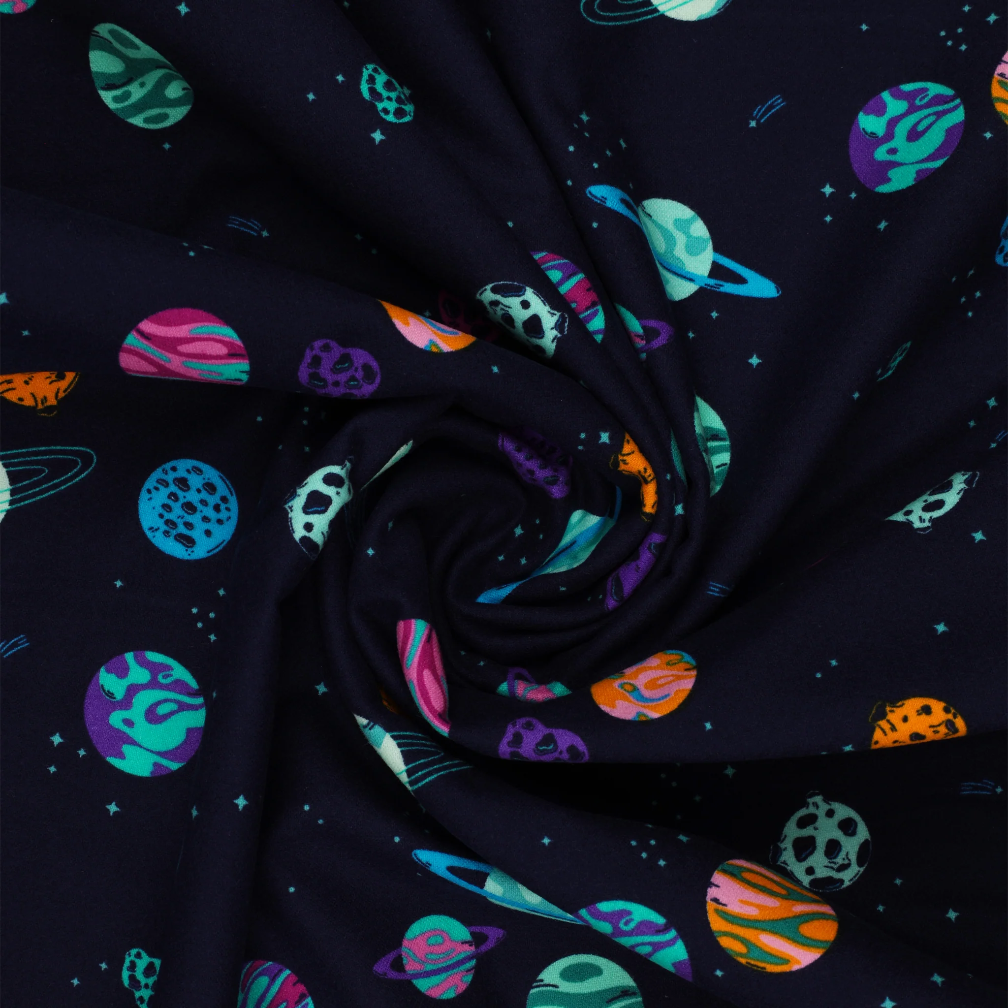 Rocket Science Fabric Collection - Planetary Parade Fun in Flannel - Image 2