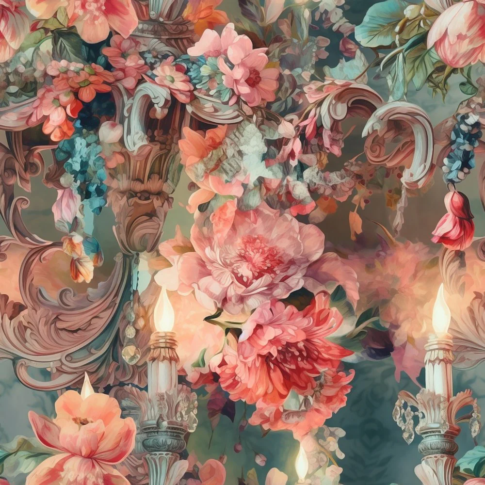 Rococo Flowers Pattern #1 Fabric