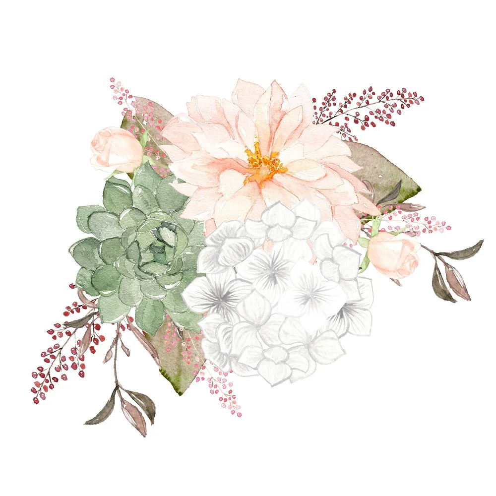 Romantic Bouquets Arrangement #1 Fabric Panel