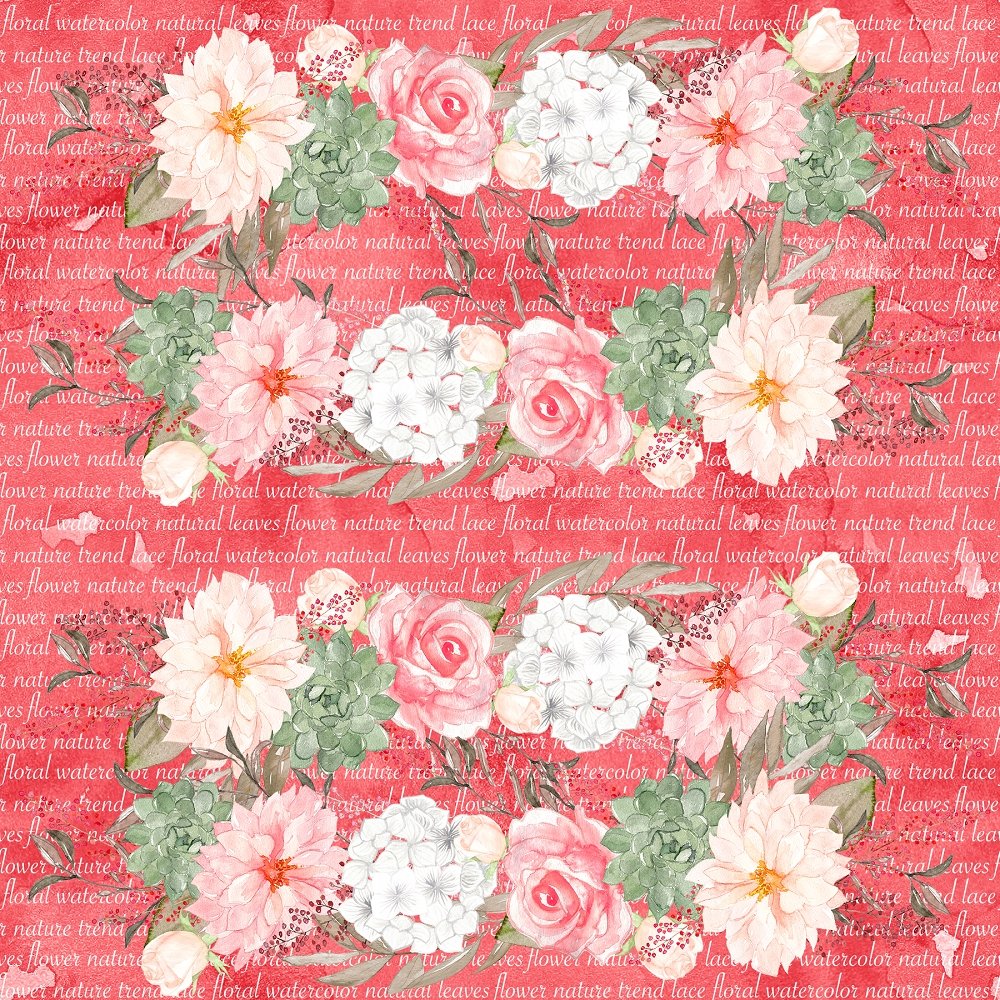 Romantic Bouquets Arrangement Fabric - Red