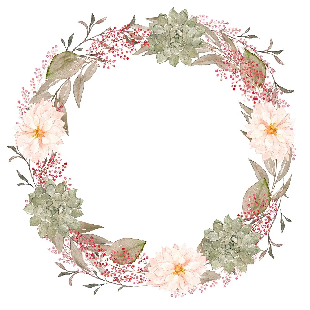 Romantic Bouquets Wreath #1 Fabric Panel