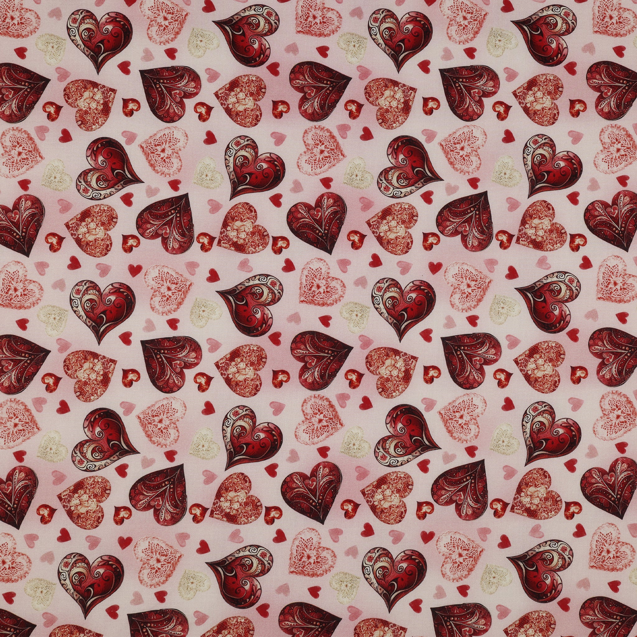Romantic Lawn Fabric Collection - Adorned Hearts Blush