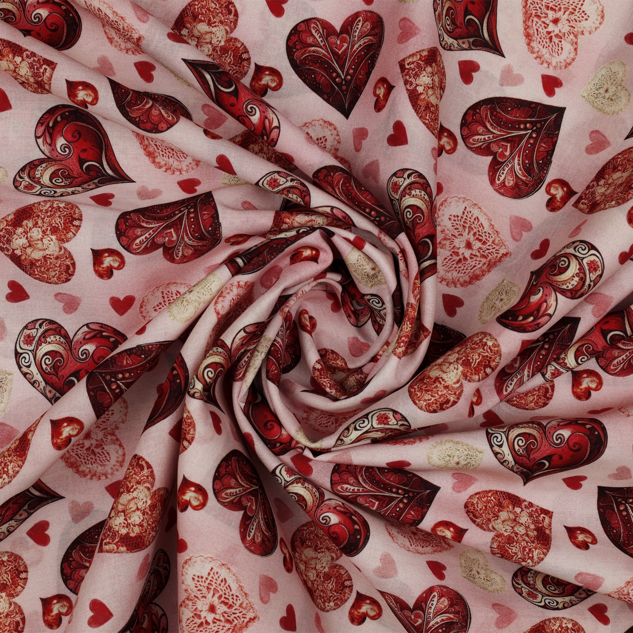 Romantic Lawn Fabric Collection - Adorned Hearts Blush - Image 2