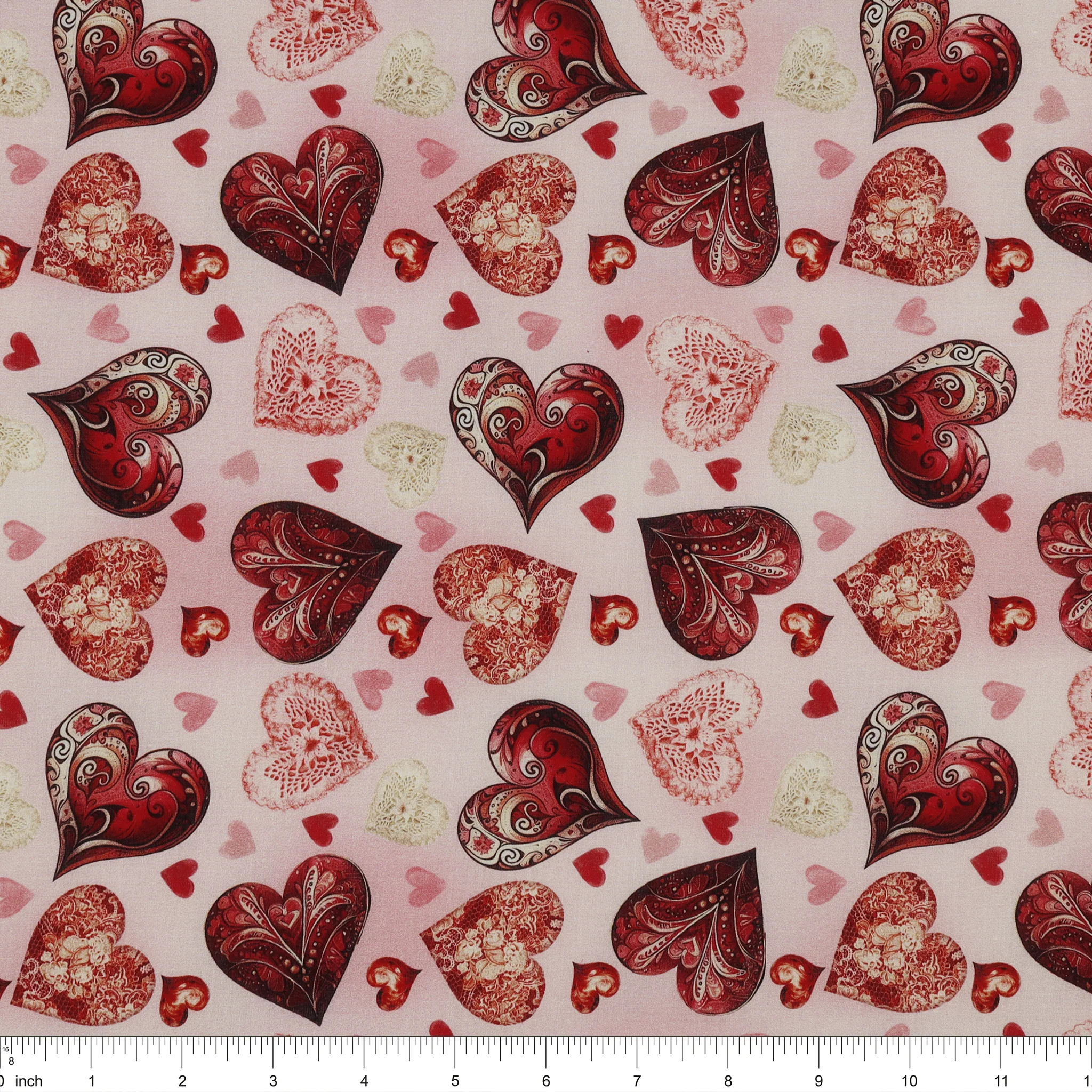 Romantic Lawn Fabric Collection - Adorned Hearts Blush - Image 3
