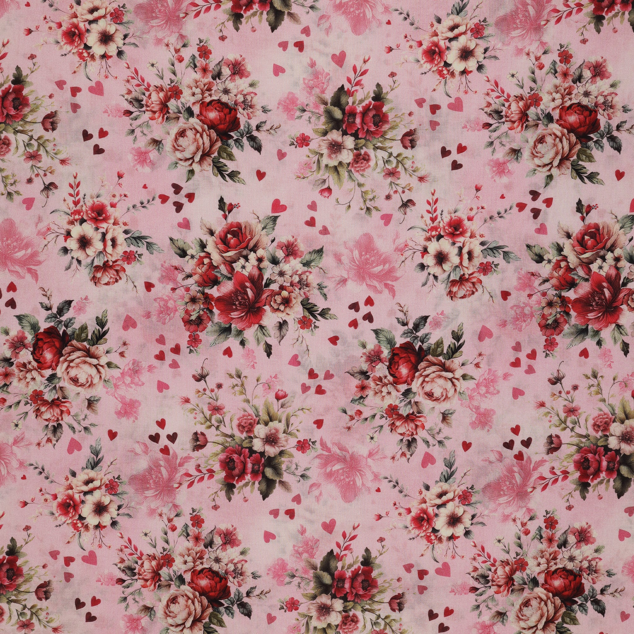 Romantic Lawn Fabric Collection - Bouquets of Love Light Pink
