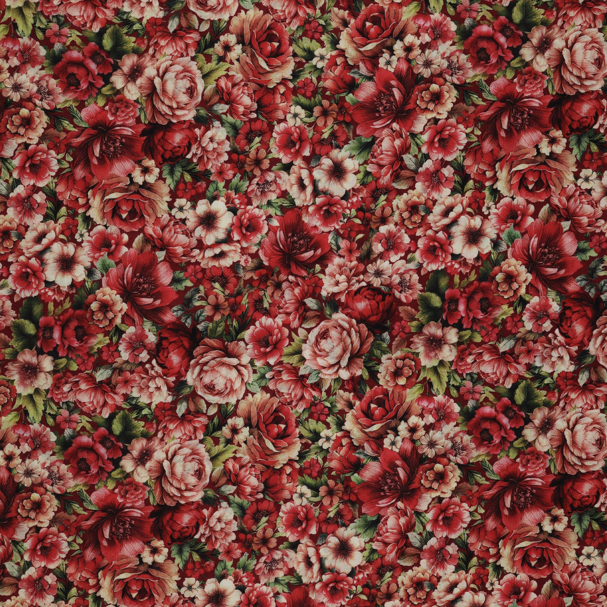 Romantic Lawn Fabric Collection - Garden of Romance Red Velvet