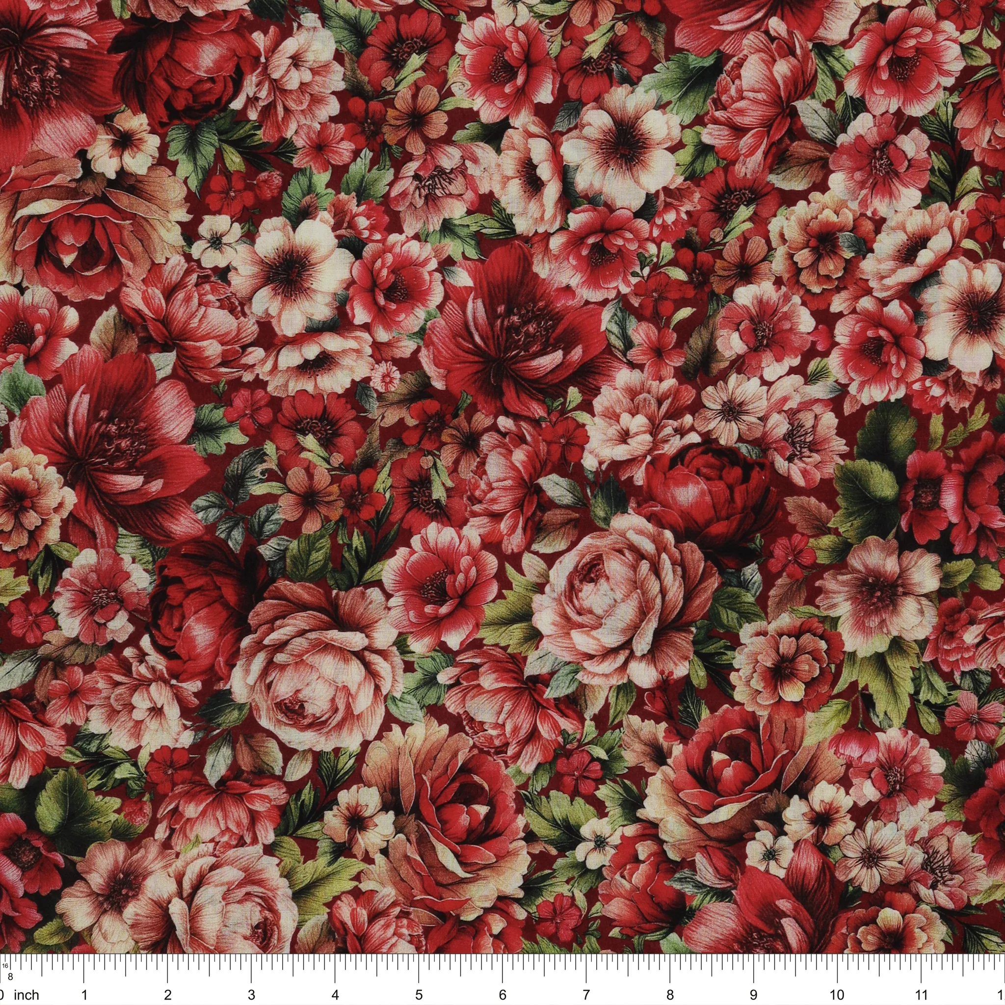 Romantic Lawn Fabric Collection - Garden of Romance Red Velvet - Image 3