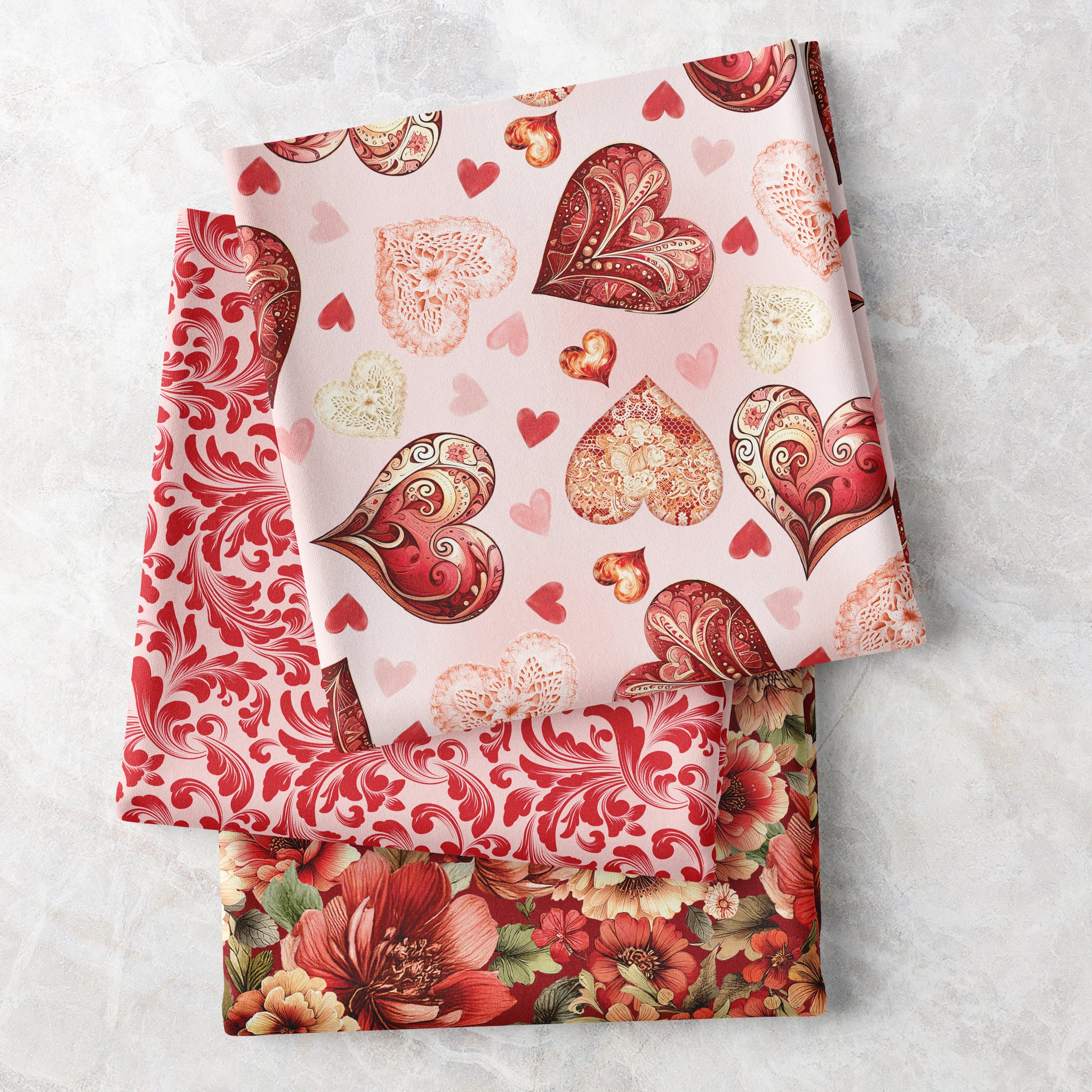 Romantic Lawn Fabric Collection - Bouquets of Love Light Pink - Image 4