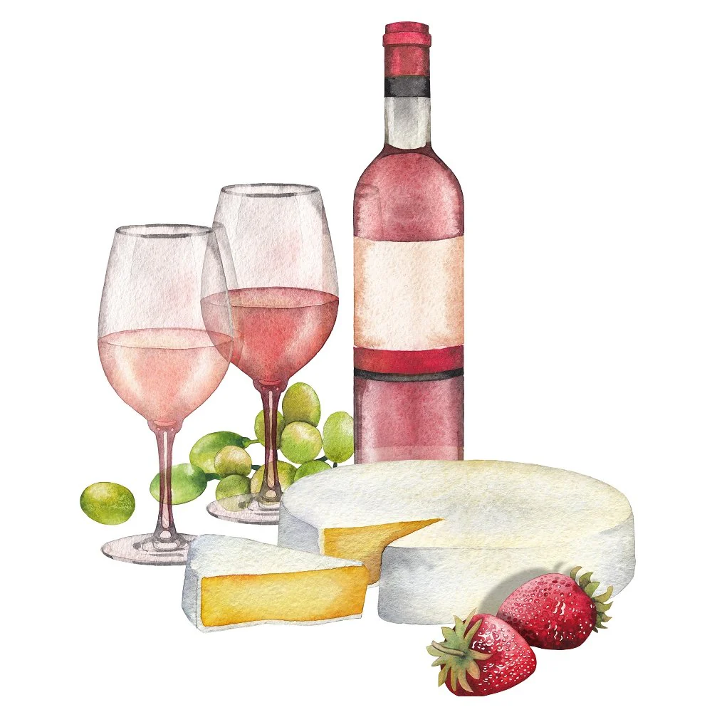 Ros� Wine & Hors D'oeuvres Fabric Panel