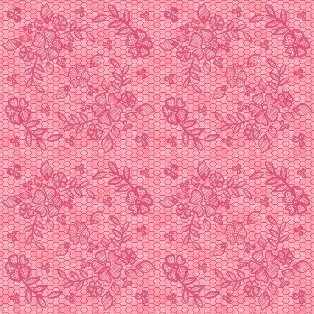 Roses Heart Valentine Floral Lace Fabric - Pink