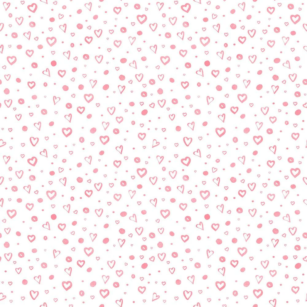 Roses Heart Valentine Grunge Fabric - White