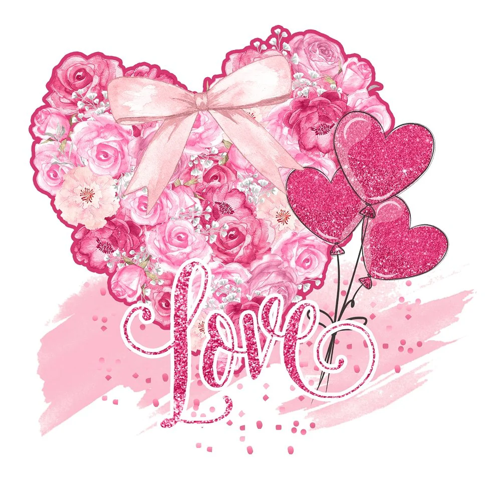 Roses Heart Valentine Love Fabric Panel
