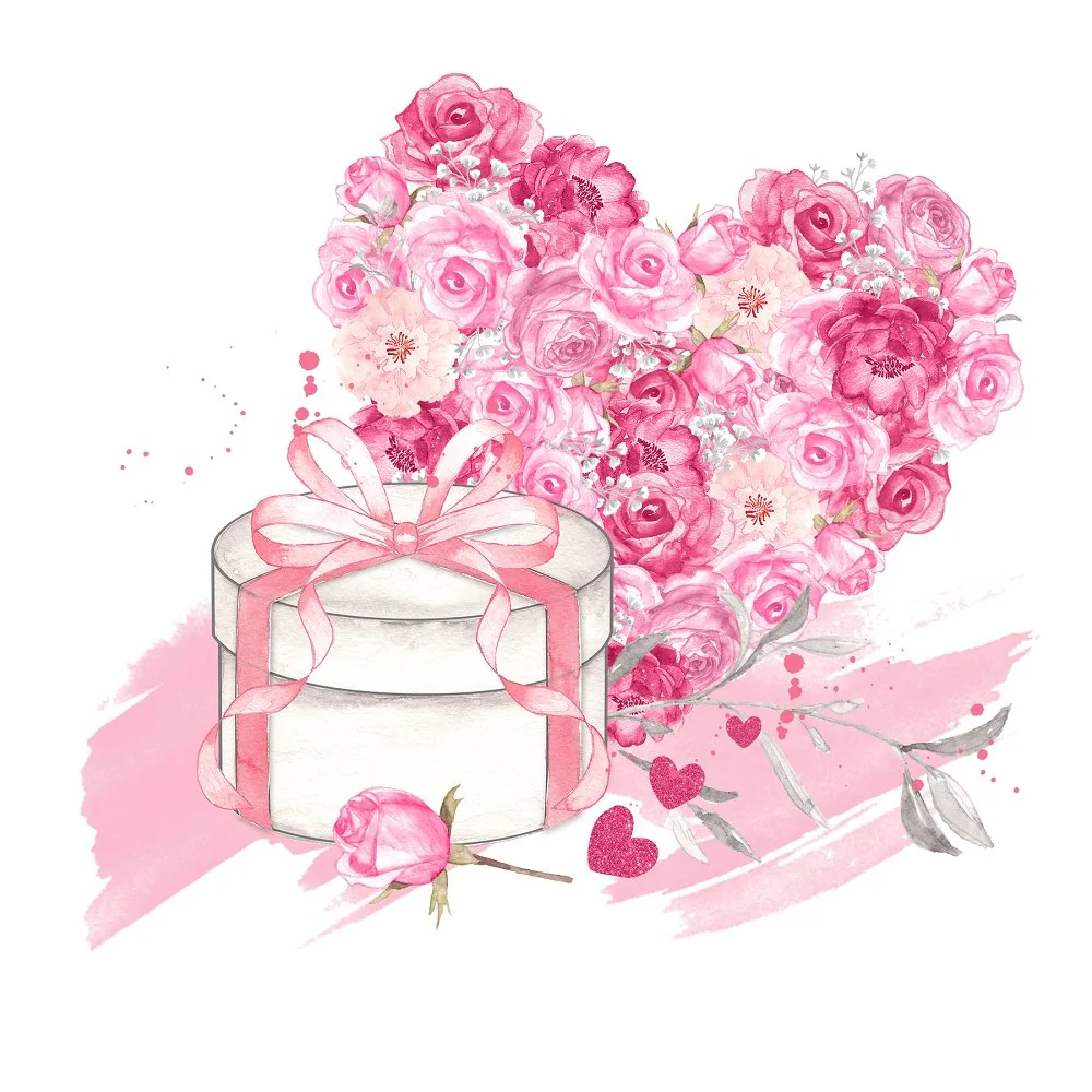 Roses Heart Valentine Main Fabric Panel