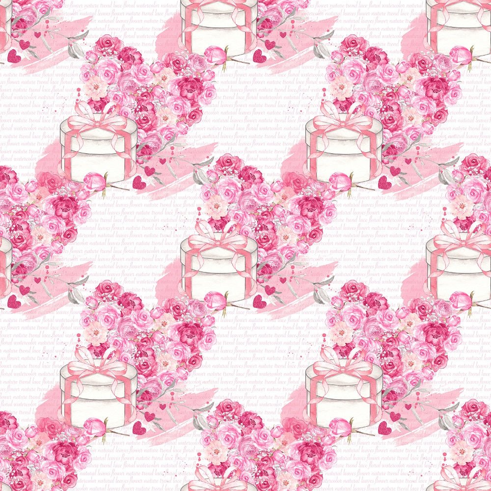 Roses Heart Valentine Main Fabric - White