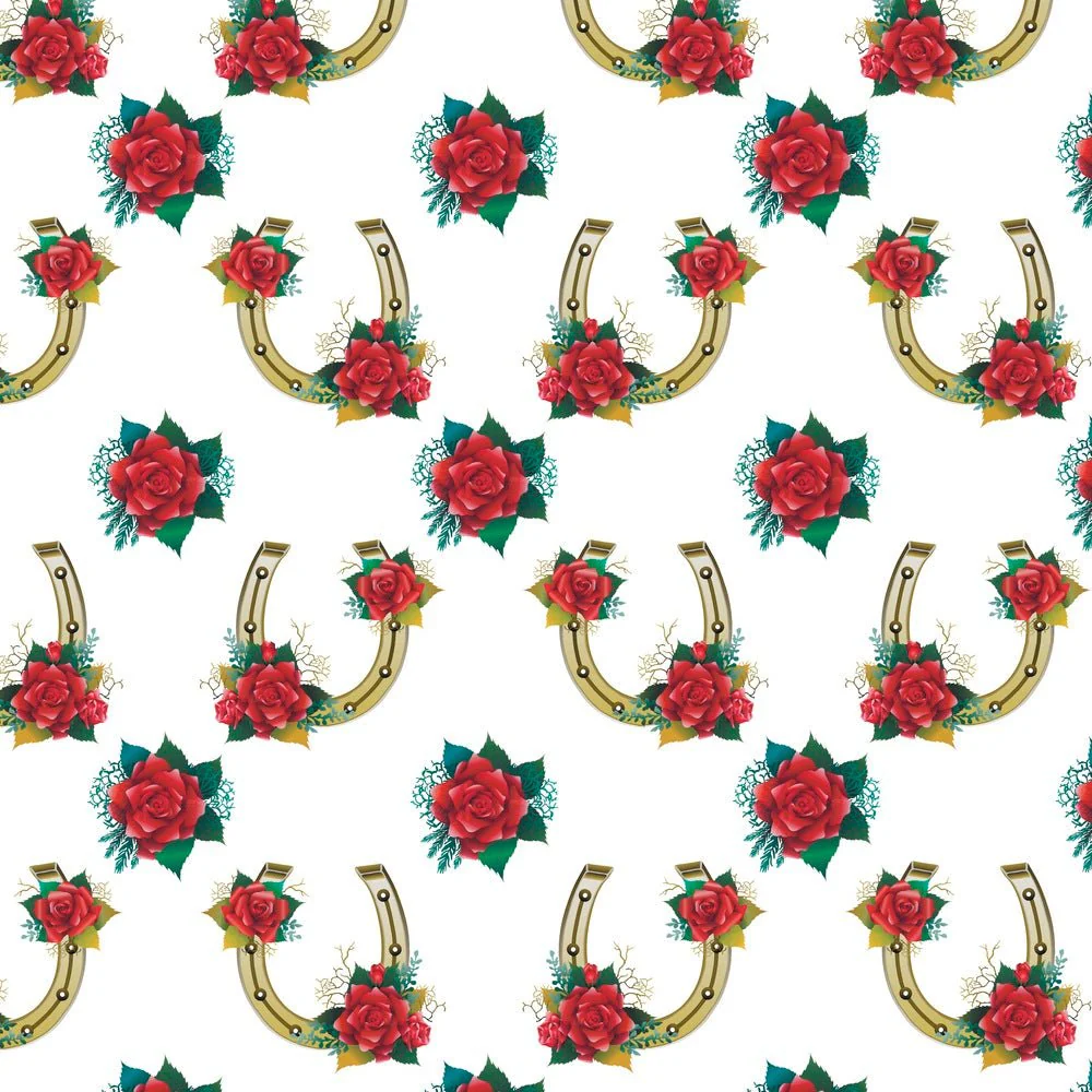 Roses On Horseshoes Fabric